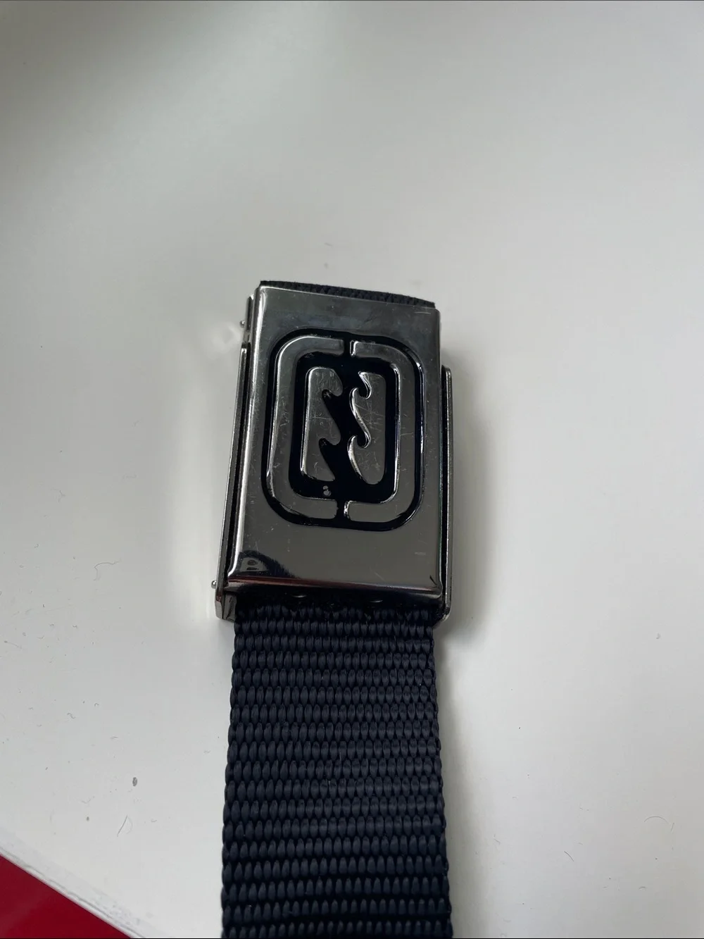 Billabong Black Webbing Belt with Silver Logo Buckle